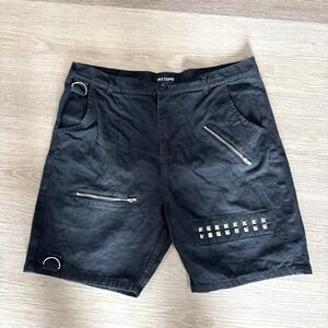 Hot Topic Black Studded Zipper 7" Shorts Men's Size 36